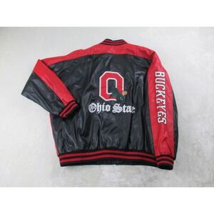 Ohio State Buckeyes Jacket Mens Extra Large Black Steve & Barrys Faux Leather